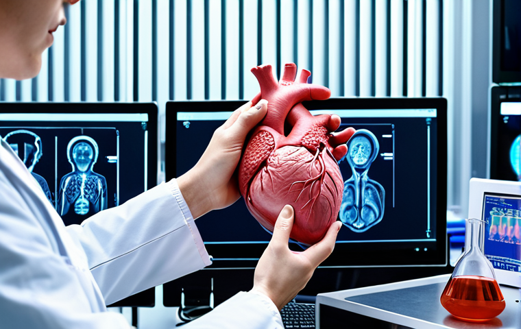 A futuristic laboratory scene showcasing a 3D bioprinting machine constructing a human heart. Scientists in lab coats are observing the process, with computer screens displaying complex biological data. The overall tone should be optimistic and emphasize the potential of bioprinting to solve organ shortages. Focus on the technological aspects with a slight German aesthetic (clean lines, modern equipment).