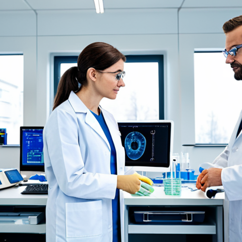 **

"A team of scientists in a modern laboratory, fully clothed in appropriate lab attire, working with a 3D bioprinting machine. The lab is clean and well-lit, with various scientific instruments visible in the background. Focus on the complex machinery and the dedicated researchers.  Safe for work, appropriate content, fully clothed, professional, perfect anatomy, natural proportions, high quality, scientific illustration."

**