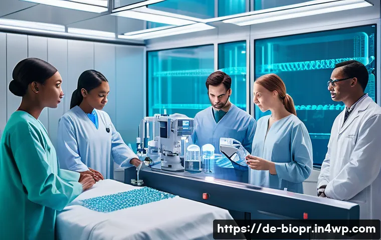 바이오프린팅의 윤리적 문제와 논의 - **Prompt:** A diverse group of dedicated doctors and a hopeful young patient (wearing a clean, modes...