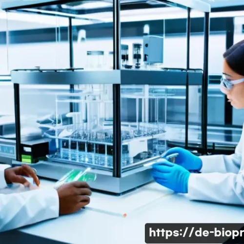 바이오프린팅 기술의 교육 및 훈련 필요성 - A modern biotechnology laboratory scene focused on bio-printing technology: a diverse group of scien...