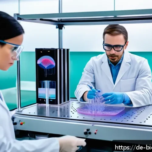 Home 31 바이오프린팅의 혁신을 위한 창의적 접근법 - A highly detailed scientific laboratory scene showcasing advanced 3D bioprinting technology in actio...