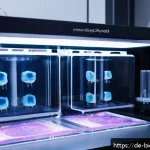 Home 18 바이오프린팅 산업의 주요 트렌드 분석 - A futuristic bioprinting laboratory scene showcasing advanced extrusion-based bioprinting technology...