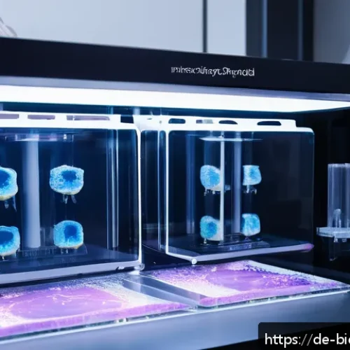 Home 30 바이오프린팅 산업의 주요 트렌드 분석 - A futuristic bioprinting laboratory scene showcasing advanced extrusion-based bioprinting technology...